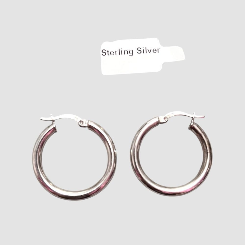 Sterling Silver 1” Hoop Earrings